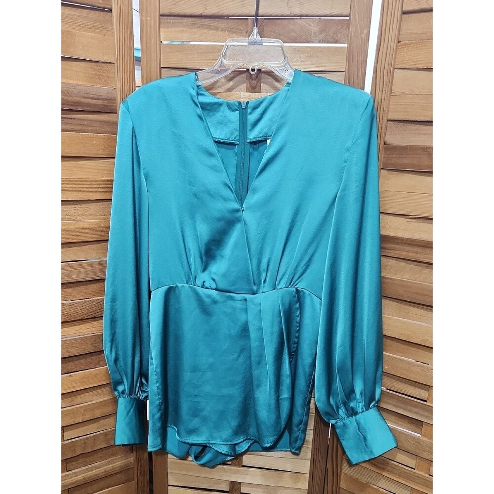Glam Green Romper Bodysuit Shorts Summer Dressy Polyester Spandex Zip Closure